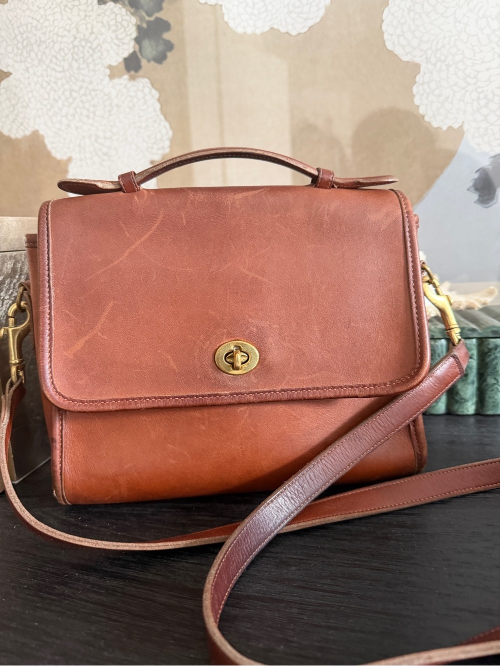 Vintage 1980s Coach Court Bag 9870 British Tan - Made in USA - Rare Creed